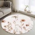 thumbnail image 1 of Round Area Rug 3.3 Ft, Brown Red Spring Floral Washable Non-Slip Circle Carpet for Living Room/Bedroom, Summer Flowers Botanical Elegant Low-Profile Small Kitchen Mats Collection Rugs for Indoor, 1 of 8