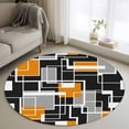 thumbnail image 1 of Round Area Rug 3.3 Ft, Burnt Orange Black Geometric Washable Non-Slip Circle Carpet for Living Room/Bedroom, Modern Color Block Abstract Low-Profile Small Kitchen Mats Collection Rugs for Indoor, 1 of 8