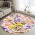 thumbnail image 1 of Round Area Rug 3.3 Ft, Easter Bunny Washable Non-Slip Circle Carpet for Living Room/Bedroom, Spring Purple Flowers Scarf Rabbit Pastoral Low-Profile Small Kitchen Mats Collection Rugs for Indoor, 1 of 8