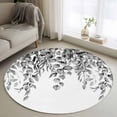 thumbnail image 1 of Round Area Rug 3.3 Ft, Eucalyptus Leaves Washable Non-Slip Circle Carpet for Living Room/Bedroom, Black Grey Summer Botanical Weeping Low-Profile Small Kitchen Mats Collection Rugs for Indoor, 1 of 7