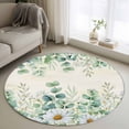 thumbnail image 1 of Round Area Rug 3.3 Ft, Green Eucalyptus Leaves Washable Non-Slip Circle Carpet for Living Room/Bedroom, Daisy Summer Botanical Farmhouse Low-Profile Small Kitchen Mats Collection Rugs for Indoor, 1 of 7