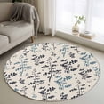 thumbnail image 1 of Round Area Rug 3.3 Ft, Grey Blue Botanical Washable Non-Slip Circle Carpet for Living Room/Bedroom, Rustic Country Spring Floral Summer Leaf Low-Profile Small Kitchen Mats Collection Rugs for Indoor, 1 of 8