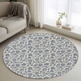 thumbnail image 1 of Round Area Rug 3.3 Ft, Light Blue Floral Washable Non-Slip Circle Carpet for Living Room/Bedroom, Rustic Vintage Flowers Botanical Spring Low-Profile Small Kitchen Mats Collection Rugs for Indoor, 1 of 7