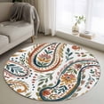thumbnail image 1 of Round Area Rug 3.3 Ft, Paisley Flower Washable Non-Slip Circle Carpet for Living Room/Bedroom, Spring Watercolor Floral Leaf Plant Low-Profile Small Kitchen Mats Collection Rugs for Indoor, 1 of 8