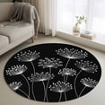 thumbnail image 1 of Round Area Rug 3.3 Ft, Spring Dandelion Washable Non-Slip Circle Carpet for Living Room/Bedroom, Modern Country Flower Black White Low-Profile Small Kitchen Mats Collection Rugs for Indoor, 1 of 8