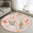 thumbnail image 1 of Round Area Rug 3.3 Ft, Spring Easter Washable Non-Slip Circle Carpet for Living Room/Bedroom, Bunny Carrots Eggs Floral Botanical Pink Low-Profile Small Kitchen Mats Collection Rugs for Indoor, 1 of 8