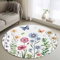 thumbnail image 1 of Round Area Rug 3.3 Ft, Spring Floral Washable Non-Slip Circle Carpet for Living Room/Bedroom, Pink Blue Flowers Botanical Butterflies Low-Profile Small Kitchen Mats Collection Rugs for Indoor, 1 of 7