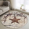 thumbnail image 1 of Round Area Rug 3.3 Ft, Texas Star Vintage Washable Non-Slip Circle Carpet for Living Room/Bedroom, Brown Retro Berry Beige Wooden Low-Profile Small Kitchen Mats Collection Rugs for Indoor, 1 of 8