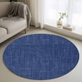 thumbnail image 1 of Round Area Rug 3.3 Ft, Vintage Navy Blue Washable Non-Slip Carpet for Living Room/Bedroom, Farmhouse Retro Dark Solid Color Linen Texture Low-Profile Small Kitchen Mats Collection Rugs for Indoor, 1 of 7