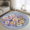 thumbnail image 1 of Round Area Rug 3.3 Ft, Watercolor Flowers Washable Non-Slip Circle Carpet for Living Room/Bedroom, Farmhouse Spring Botanical Daisy Plants Low-Profile Small Kitchen Mats Collection Rugs for Indoor, 1 of 7