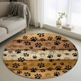 thumbnail image 1 of Round Area Rug 3.3 Ft, Yellow Brown Washable Non-Slip Circle Carpet for Living Room/Bedroom, Farmhouse Dog Paw Vintage Low-Profile Small Kitchen Mats Collection Rugs for Indoor, 1 of 7