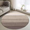 thumbnail image 1 of Round Area Rug 3.3ft, Brown Beige Ombre Non-slip Area Rugs for Living Room/Bedroom/Bathroom/Kitchen, Farmhouse Vintage Wooden Striped Washable Throw Floor Mat Indoor Outdoor Entrance Doormat, 1 of 9