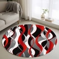 thumbnail image 1 of Round Area Rug 3.3ft, Red Stripe Non-slip Area Rugs for Living Room/Bedroom/Bathroom/Kitchen, Grey White Ombre Geometric Modern Abstract Washable Throw Floor Mat Indoor Outdoor Entrance Doormat, 1 of 9