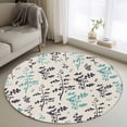 thumbnail image 1 of Round Area Rug 3 Ft, Aqua Grey Botanical Washable Non-Slip Circle Carpet for Living Room/Bedroom, Rustic Country Spring Floral Summer Leafv Low-Profile Small Floor Mats Collection Rugs for Indoor, 1 of 8