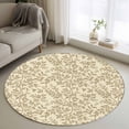 thumbnail image 1 of Round Area Rug 3 Ft, Beige Spring Floral Washable Non-Slip Circle Carpet for Living Room/Bedroom, Farmhouse Flowers Elegant Pastoral Low-Profile Small Floor Mats Collection Rugs for Indoor, 1 of 7