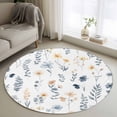 thumbnail image 1 of Round Area Rug 3 Ft, Blue Yellow Spring Floral Washable Non-Slip Circle Carpet for Living Room/Bedroom, Watercolor Botanical Flowers Low-Profile Small Floor Mats Collection Rugs for Indoor, 1 of 7