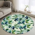 thumbnail image 1 of Round Area Rug 3 Ft, Blueberry Botanical Washable Non-Slip Circle Carpet for Living Room/Bedroom, Green Spring Leaves Branches Low-Profile Small Floor Mats Collection Rugs for Indoor, 1 of 8