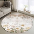 thumbnail image 1 of Round Area Rug 3 Ft, Brown Botanical Washable Non-Slip Circle Carpet for Living Room/Bedroom, Spring Floral Retro Watercolor Low-Profile Small Floor Mats Collection Rugs for Indoor, 1 of 7