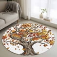 thumbnail image 1 of Round Area Rug 3 Ft, Brown Tree Fall Washable Non-Slip Circle Carpet for Living Room/Bedroom, Leaves Branches Watercolor Botanical Elegant Low-Profile Small Floor Mats Collection Rugs for Indoor, 1 of 8