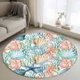 thumbnail image 1 of Round Area Rug 3 Ft, Coastal Washable Non-Slip Circle Carpet for Living Room/Bedroom, Nautical Summer Beach Coral Starfish Shell Low-Profile Small Floor Mats Collection Rugs for Indoor, 1 of 8