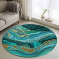 thumbnail image 1 of Round Area Rug 3 Ft, Dark Green Marble Washable Non-Slip Circle Carpet for Living Room/Bedroom, Modern Abstract Art Marble Fluid Low-Profile Small Floor Mats Collection Rugs for Indoor, 1 of 7