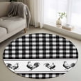 thumbnail image 1 of Round Area Rug 3 Ft, Farmhouse Black Plaid Washable Non-Slip Circle Carpet for Living Room/Bedroom, Vintage Country Cock Checkered Low-Profile Small Floor Mats Collection Rugs for Indoor, 1 of 8