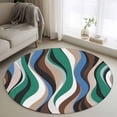 thumbnail image 1 of Round Area Rug 3 Ft, Green Blue Brown Moire Washable Non-Slip Circle Carpet for Living Room/Bedroom, Modern Abstract Art Low-Profile Small Floor Mats Collection Rugs for Indoor, 1 of 7