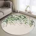 thumbnail image 1 of Round Area Rug 3 Ft, Green Leaves Washable Non-Slip Circle Carpet for Living Room/Bedroom, Summer Botanical Low-Profile Small Floor Mats Collection Rugs for Indoor, 1 of 8