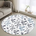 thumbnail image 1 of Round Area Rug 3 Ft, Grey Blue Botanical Washable Non-Slip Circle Carpet for Living Room/Bedroom, Watercolor Spring Floral Summer Leaf Low-Profile Small Floor Mats Collection Rugs for Indoor, 1 of 8