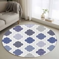 thumbnail image 1 of Round Area Rug 3 Ft, Grey Purple Moroccan Washable Non-Slip Circle Carpet for Living Room/Bedroom, Retro Bohemia Geometric Pattern Low-Profile Small Floor Mats Collection Rugs for Indoor, 1 of 8