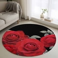 thumbnail image 1 of Round Area Rug 3 Ft, Happy Valentine's Day Washable Non-Slip Circle Carpet for Living Room/Bedroom, Romantic Red Roses Black Low-Profile Small Floor Mats Collection Rugs for Indoor, 1 of 7