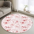 thumbnail image 1 of Round Area Rug 3 Ft, Pink Flower Washable Non-Slip Circle Carpet for Living Room/Bedroom, Watercolor Floral Botanical Line Drawing Print Low-Profile Small Floor Mats Collection Rugs for Indoor, 1 of 7