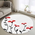 thumbnail image 1 of Round Area Rug 3 Ft, Red Flowers Washable Non-Slip Circle Carpet for Living Room/Bedroom, Modern Minimalism Spring Botanical Floral Low-Profile Small Floor Mats Collection Rugs for Indoor, 1 of 7