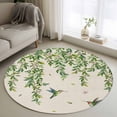 thumbnail image 1 of Round Area Rug 3 Ft, Spring Botanical Washable Non-Slip Circle Carpet for Living Room/Bedroom, Watercolor Leaves Flowers Birds Beige Low-Profile Small Floor Mats Collection Rugs for Indoor, 1 of 7