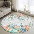 thumbnail image 1 of Round Area Rug 3 Ft, Summer Coastal Washable Non-Slip Circle Carpet for Living Room/Bedroom, Nautical Sea Coral Shell Starfish Wood Gray Low-Profile Small Floor Mats Collection Rugs for Indoor, 1 of 8