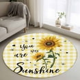 thumbnail image 1 of Round Area Rug 3 Ft, Sunflowers Washable Non-Slip Circle Carpet for Living Room/Bedroom, Spring Summer Bees Floral Yellow Plaid Low-Profile Small Floor Mats Collection Rugs for Indoor, 1 of 8