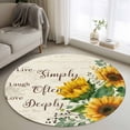 thumbnail image 1 of Round Area Rug 3 Ft, Yellow Sunflower Washable Non-Slip Circle Carpet for Living Room/Bedroom, Summer Botanical Elegant Pastoral Floral Low-Profile Small Floor Mats Collection Rugs for Indoor, 1 of 8