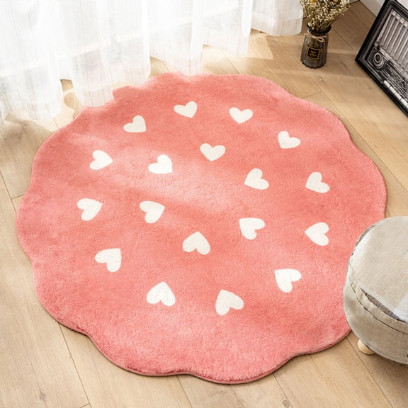 Round Area Rug 31 in Non Slide Rug for Hardwood Floors Washable Floor Pad for Computer Seat Soft Throw Rug for Living Room Bedroom Coffee Desk Imitation Fleece Carpet