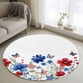 thumbnail image 1 of Round Area Rug 3ft, 4th of July Blue Red Flower Butterfly Non-Shedding Washable Area Rug, USA Flag Star Non Slip Low-Profile Circle Rugs for Living Room, Bedroom Dining Room, 1 of 9