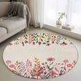 thumbnail image 1 of Round Area Rug 3ft, Abstract Colorful Wild Flower Non-Shedding Washable Area Rug, Retro Linen Background Non Slip Low-Profile Circle Rugs for Living Room, Bedroom Dining Room, 1 of 9