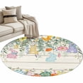 thumbnail image 1 of Round Area Rug 3ft, Abstract Easter Rabbit Egg Non-Slip Non-Shedding Floor Mat, Spring Flower Leaf Wood Board Washable Sturdy Carpet for Living Room Bedroom Home Decor, 1 of 9