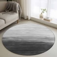 thumbnail image 1 of Round Area Rug 3ft,Abstract Gradient Stripe Lines Washable Carpet Non-Slip Runner Accent Rugs Indoor Floor Mat for Bedroom Living Room Decor,Black Gray White, 1 of 9