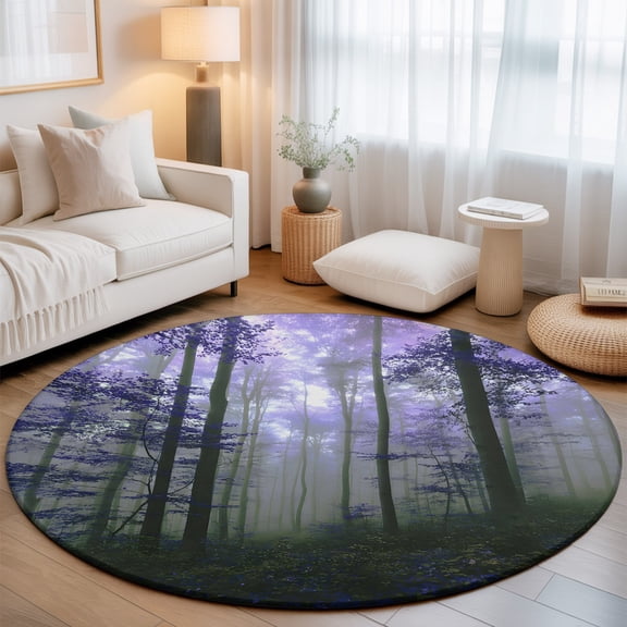Round Area Rug - 3ft Autumn Thanksgiving Maple Non Slip Washable Circle Carpet Soft Large Floor Rugs for Living Room Bedroom Nursery Office