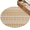 thumbnail image 1 of Round Area Rug 3ft Beige Boho Diamonds Floor Carpets Indoor Floor Area Mat Stain-Proof Mat Circle Rugs for Living Room Dining Room Kitchen Bedroom, Bohemian Tribal Zigzags Circles Sofa Throw Carpet, 1 of 9