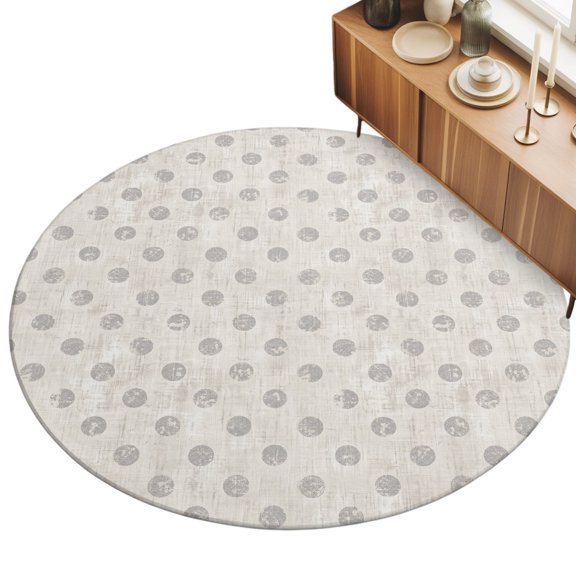 Round Area Rug 3ft Beige Polka Dots Floor Carpets Indoor Floor Area Mat Stain-Proof Mat Circle Rugs for Living Room Dining Room Kitchen Bedroom, Modern Artistic Spots Sofa Throw Carpet
