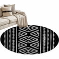thumbnail image 1 of Round Area Rug 3ft Black Boho Floor Carpets Indoor Floor Area Mat Stain-Proof Mat Circle Rugs for Living Room Dining Room Kitchen Bedroom, Geometric Tribe Bohemian Style Sofa Throw Carpet, 1 of 9