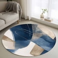thumbnail image 1 of Round Area Rug 3ft, Blue Block Abstract Geometric Non-Shedding Washable Area Rug, Gold Foil Ombre Gradient Non Slip Low-Profile Circle Rugs for Living Room, Bedroom Dining Room, 1 of 9