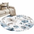 thumbnail image 1 of Round Area Rug-3ft Blue Light Brown Flower Leaves Non Slip Washable Circle Carpet Soft Large Floor Rugs for Living Room Bedroom Nursery Office, 1 of 9