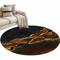thumbnail image 1 of Round Area Rug-3ft Brown Gold Marble Texture Non Slip Washable Circle Carpet Soft Large Floor Rugs for Living Room Bedroom Nursery Office, 1 of 9
