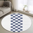 thumbnail image 1 of Round Area Rug 3ft,Classic Blue White Buffalo Tartan Plaid Washable Carpet Non-Slip Runner Accent Rugs Indoor Floor Mat for Bedroom Living Room Decor,Rural Farm, 1 of 9